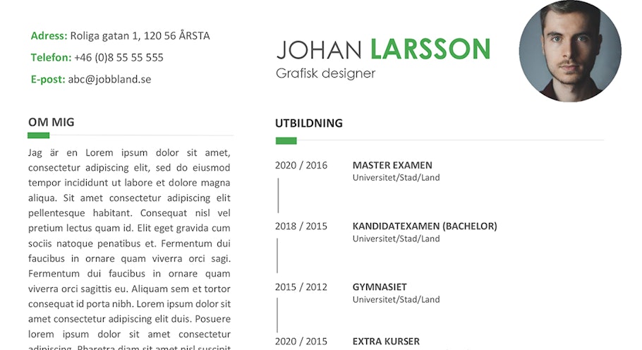 Cv Mall Ladda Ner Gratis Cv Mallar Jobbland Se