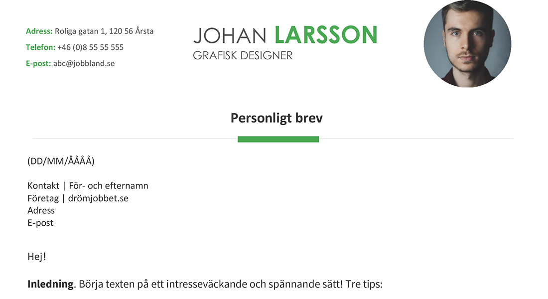 Personligt Brev: Exempel Och Bästa Mallarna Med Tips! - Jobbland